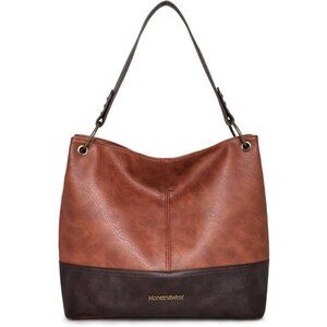 Women A-brown Imported Zipper Ladies Shoulder Handbags with Back Pocket